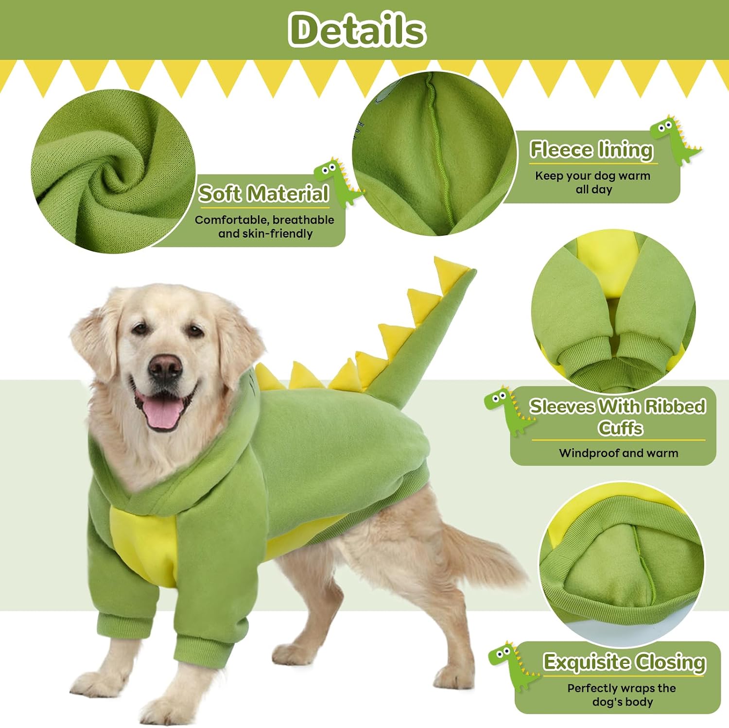 Detalle de Lelepet dinosaur dog costume hoodie for winter