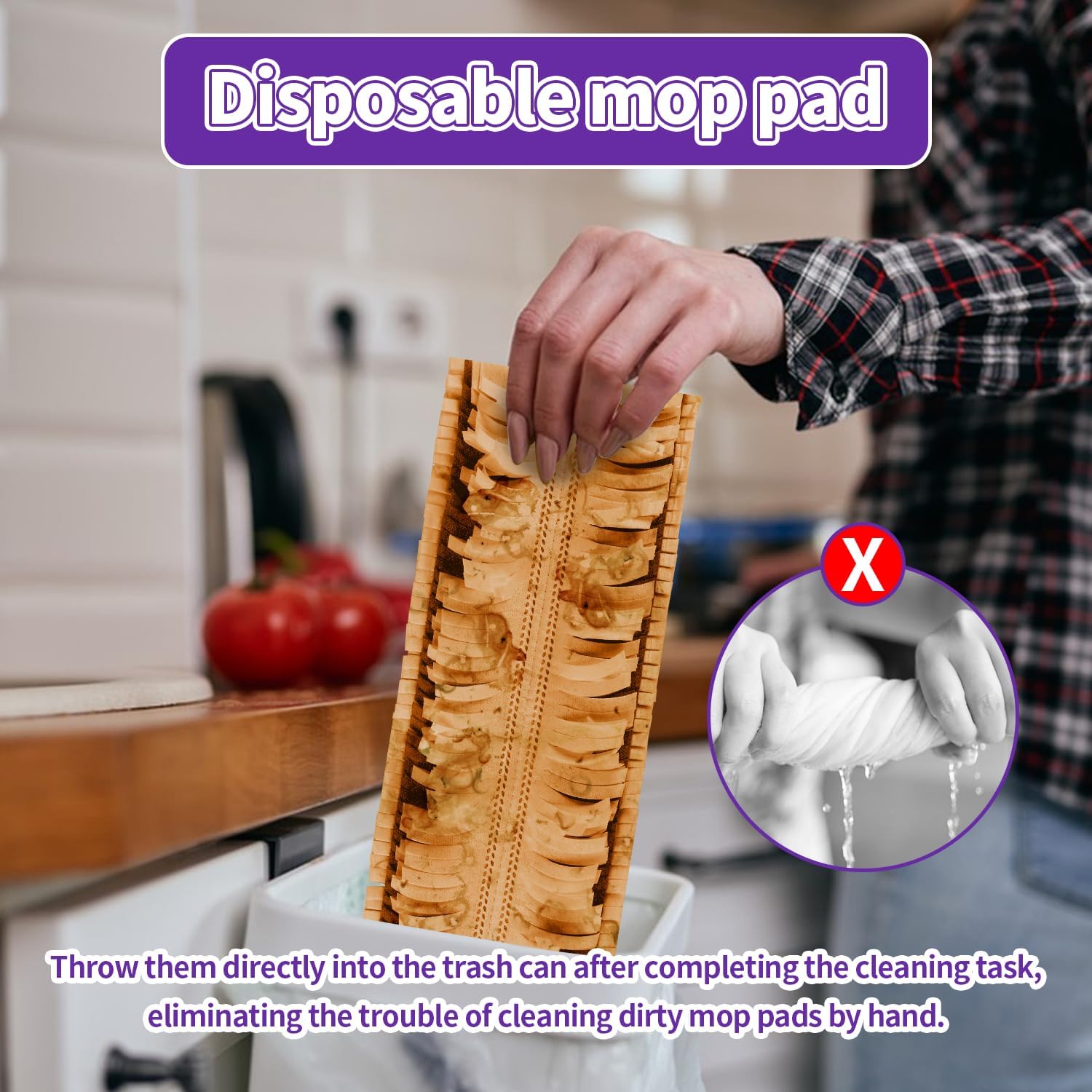 Detalle 2 de ZHAYAO SWPROWYCX Disposable Power Mop Pads, 10-Pack, Wet or Dry Use