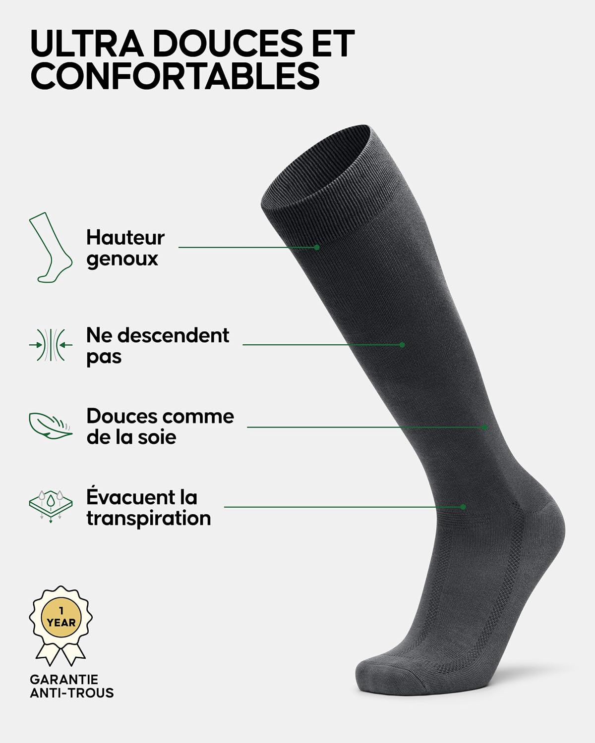 Detalle 2 de DANISH ENDURANCE Chaussettes Montantes Bambou