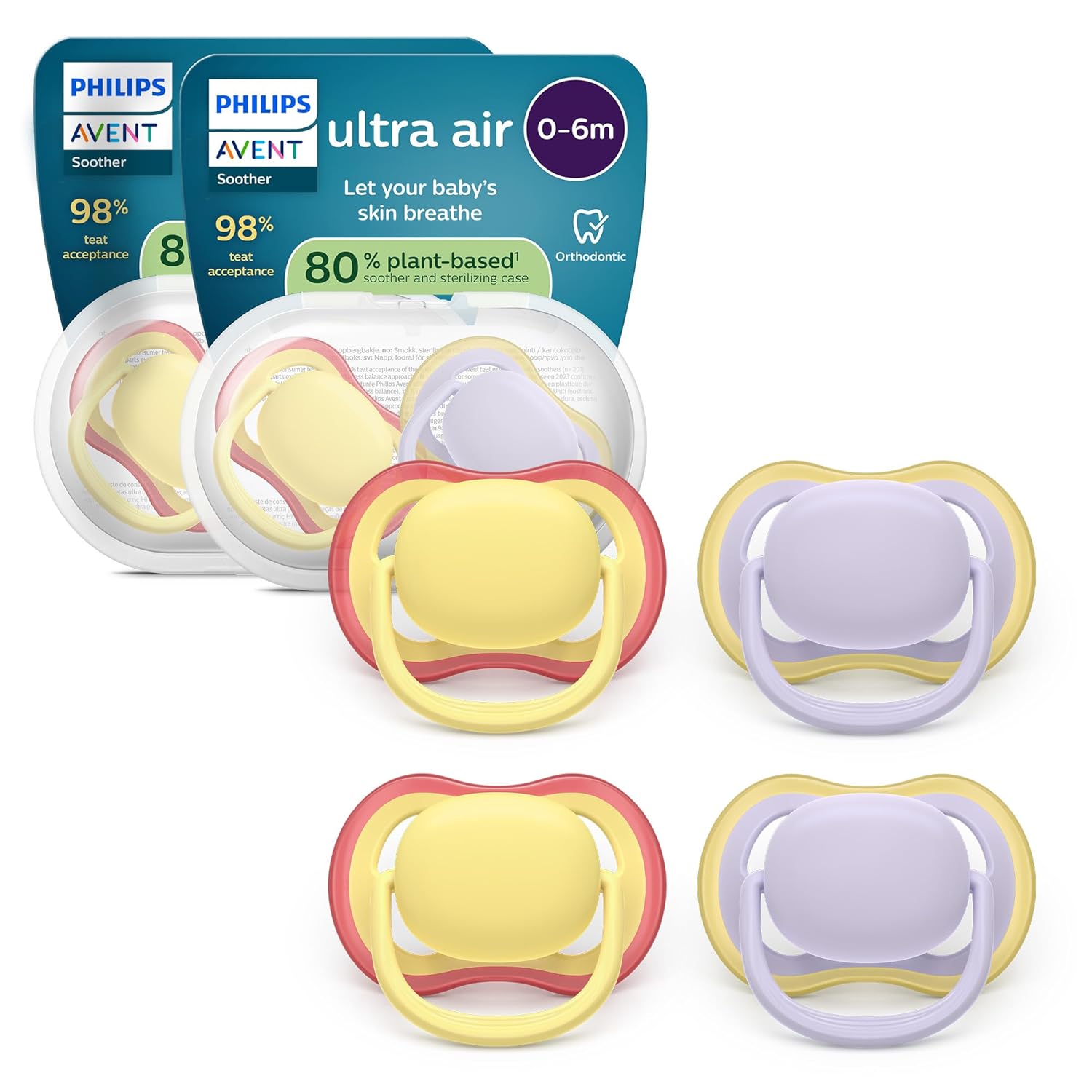 Thumbnail 6 de Philips Avent ultra air Schnuller 0–6 Monate, kiefergerecht, 4er-Pack + 2 Sterilisationsbehälter – SCF087/21