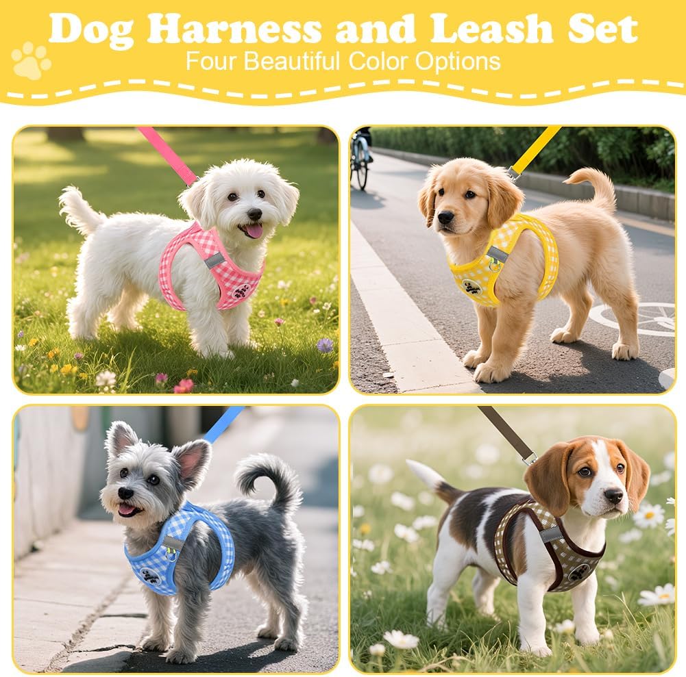 Thumbnail 6 de OFFCUP Dog Harness and Leash Set, Soft Mesh Reflective Breathable Dog Harness, No Pull Adjustable Easy Walk Lightweight Puppy Cat Vest Harnesses for Small Dogs Cats Puppies (Yellow, XS)