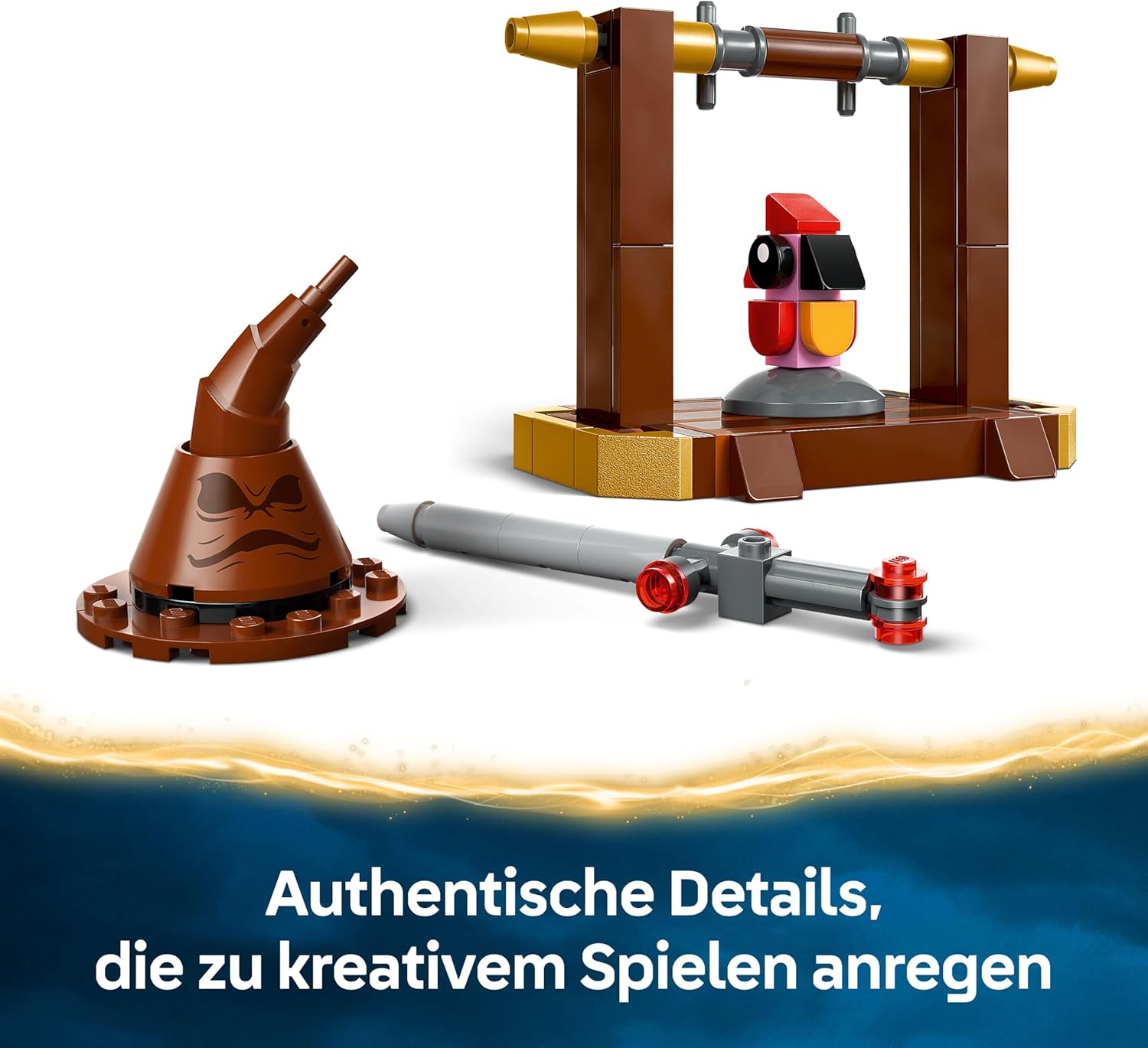 Detalle 2 de LEGO Harry Potter 76448: Dumbledores Phönix Fawkes (Sprechender Hut, Gryffindor-Schwert & Baby Fawkes)