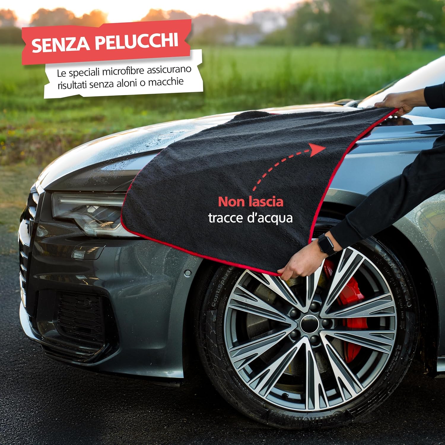 Thumbnail 2 de SPRINGER ZX1600 Panno Asciugatura Auto XXL 90 x 60 cm – Microfibra Super Assorbente, Lavabile, Delicata sulla Vernice