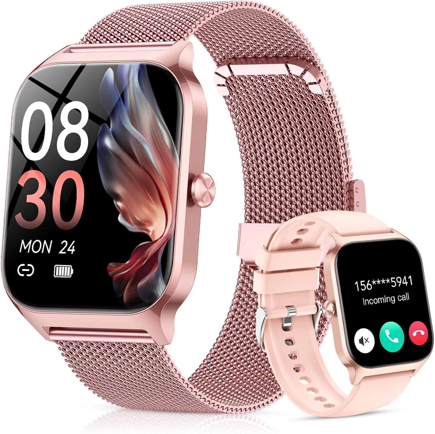 Detalle de CASCHO Montre Connectée Femme avec Appel Bluetooth – Écran 1,85'' HD, 120+ Modes sportifs et IP68