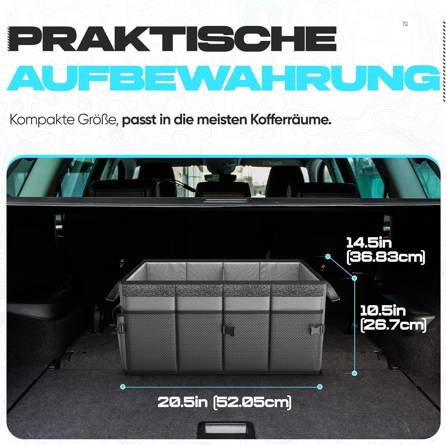 Thumbnail 3 de FORTEM Kofferraum Organizer (Kofferraumtasche) mit klappbarem Deckel – faltbar, rutschfest und mit Sicherungsriemen