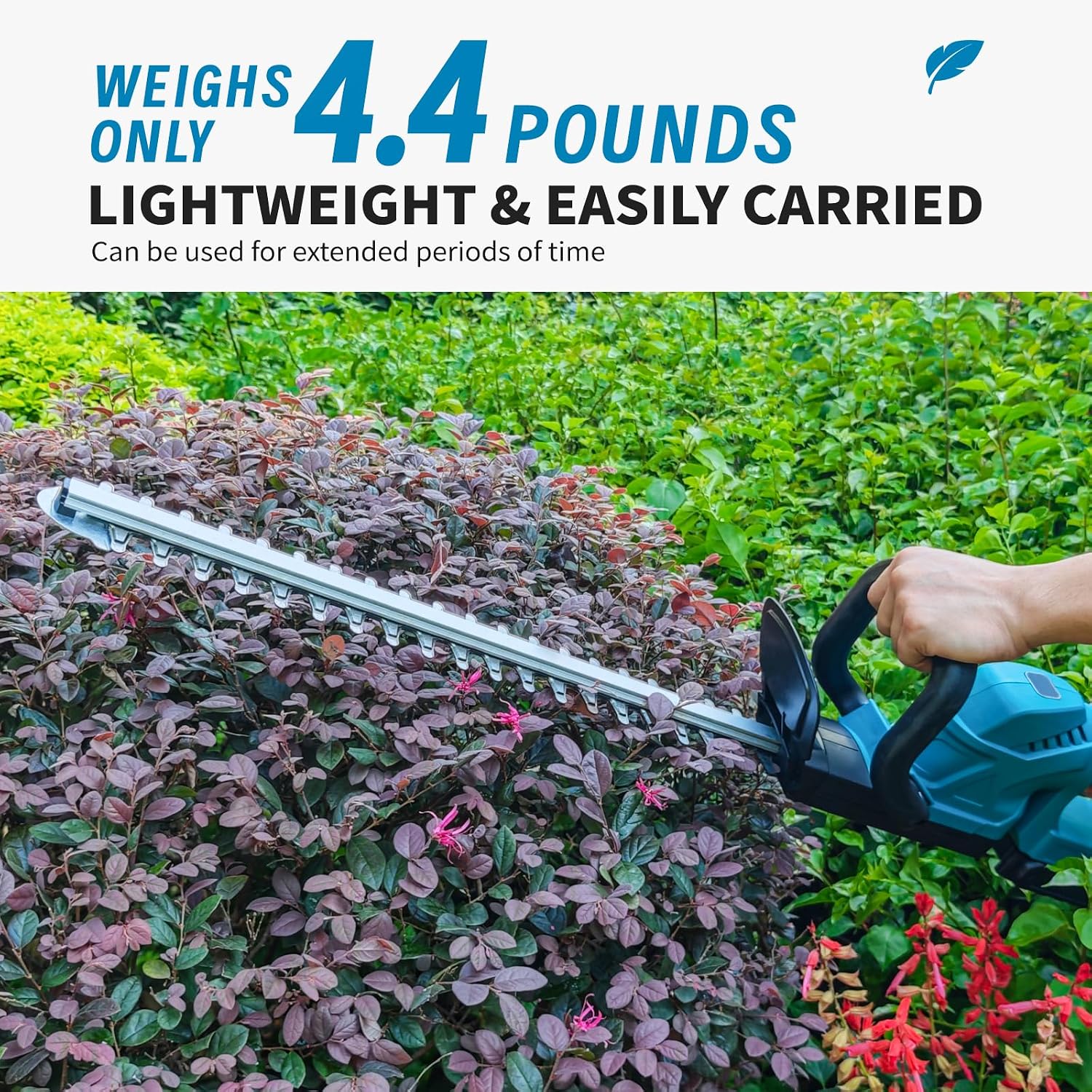 Detalle de Cordless Hedge Trimmer with Rotatable Handle for Makita 18V Battery (52cm, Brushless, Battery Not Included)