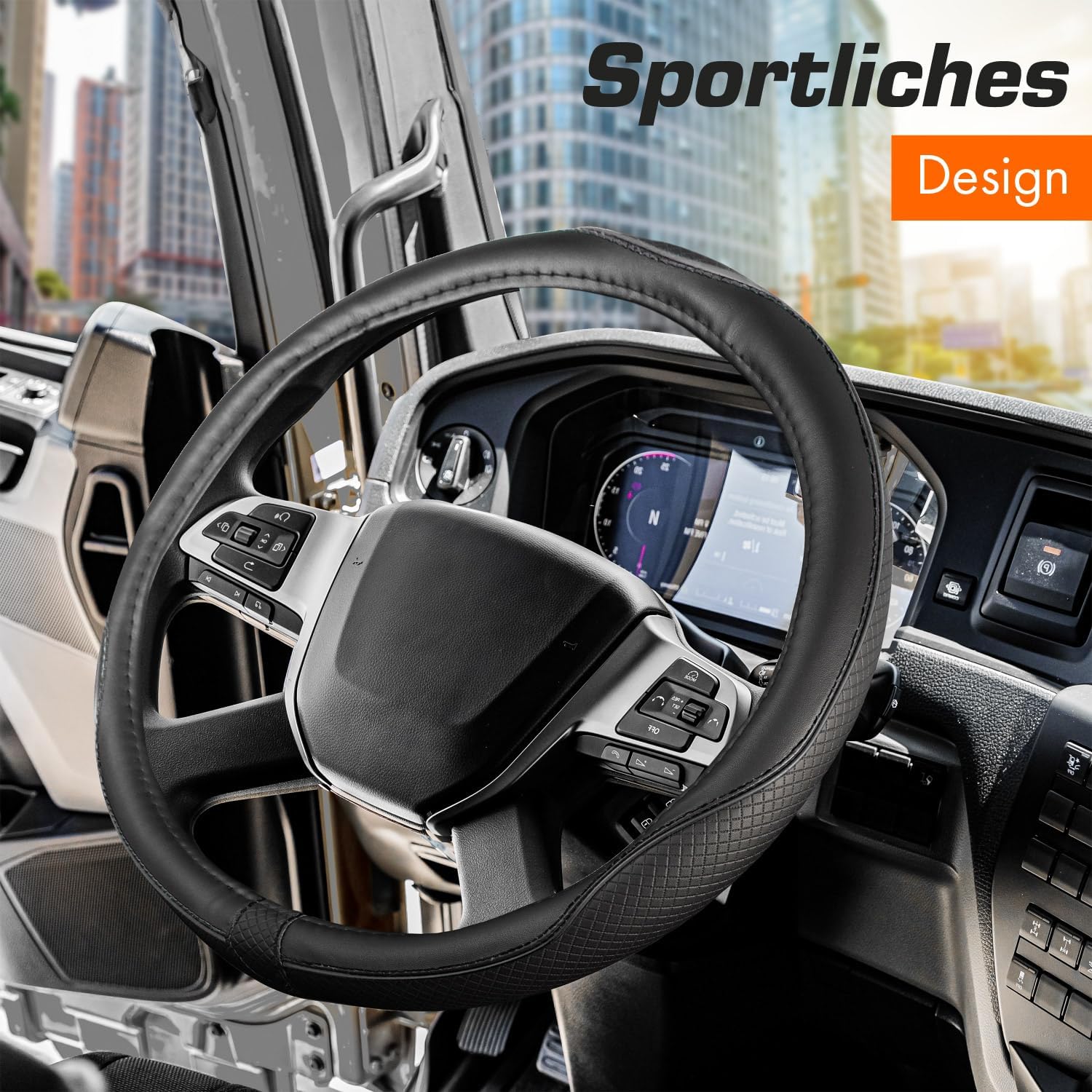 Detalle de Upgrade4cars LKW Lenkradbezug 44-46 cm – Schwarzer Universal-Schoner für Sommer & Winter