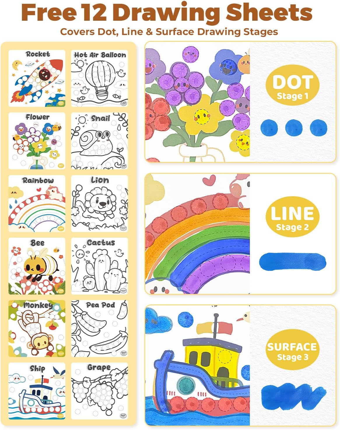 Thumbnail 4 de JUPITEARTH 22 Pcs Dot Markers: 8 Colours, Washable Ink for Kids’ Arts & Crafts