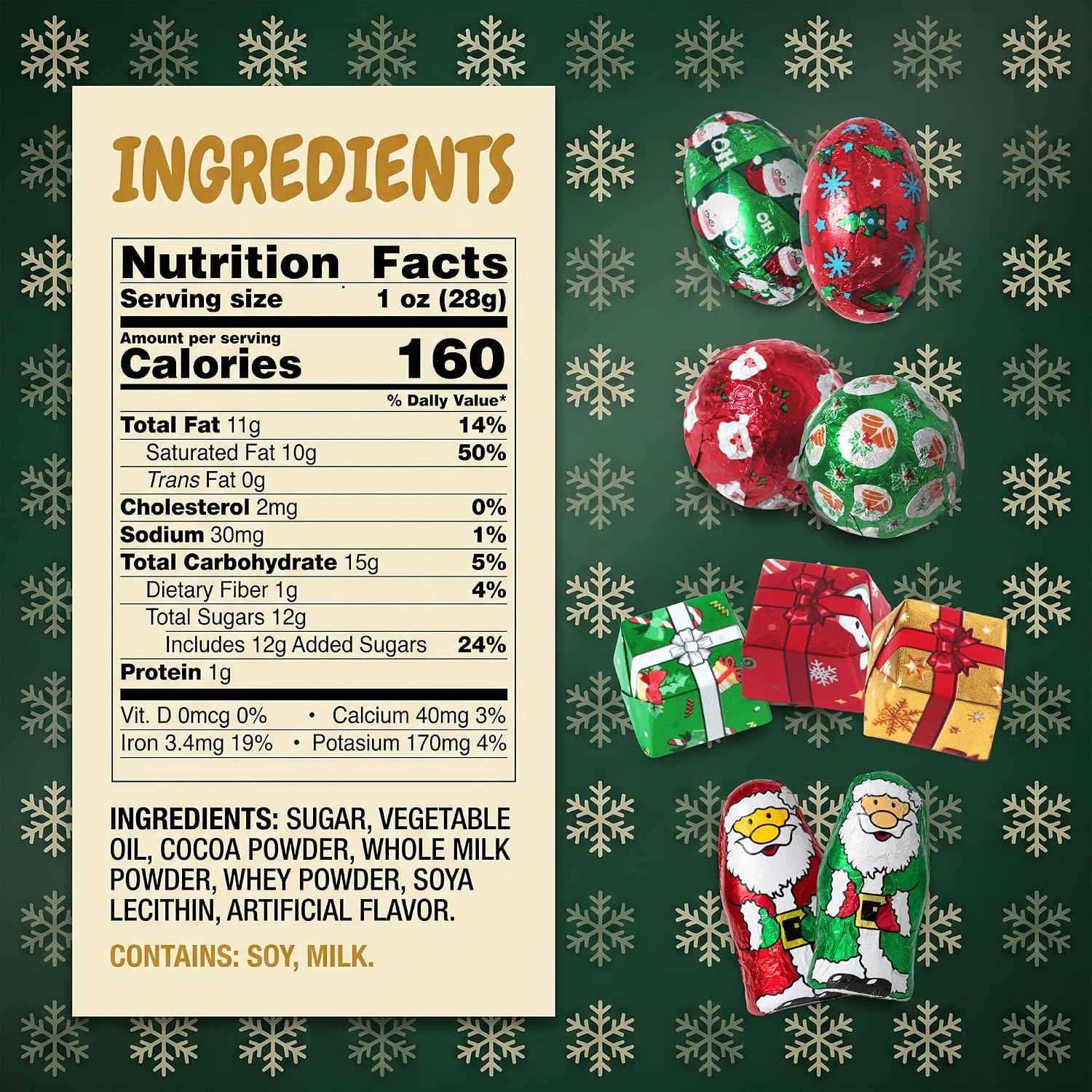 Detalle 2 de Yumzo Christmas Chocolate Mix, 5 lb Individually Wrapped Foil Candy