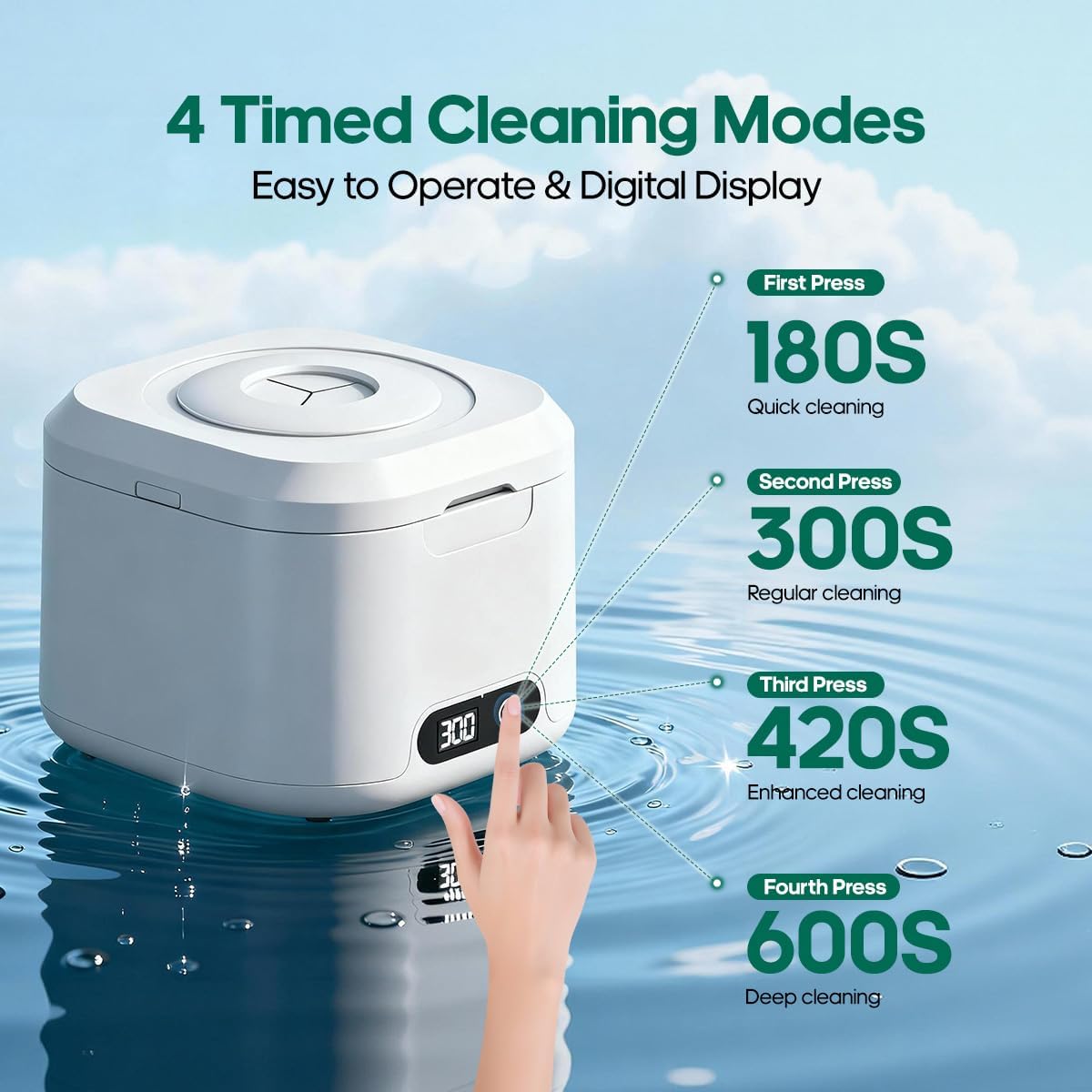 Thumbnail 4 de Upgraded Ultrasonic Retainer Cleaner Machine (49kHz) with 4-speed digital timer, 340ML tank