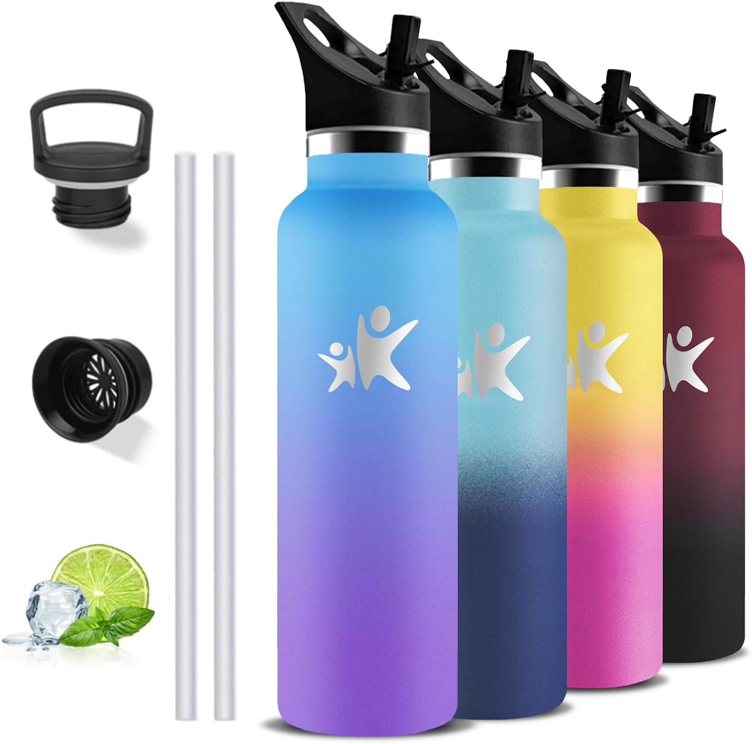 Detalle de Gourde Isotherme 1L en Acier Inoxydable – Sans BPA, Anti-Fuite, Double Isolation avec Paille