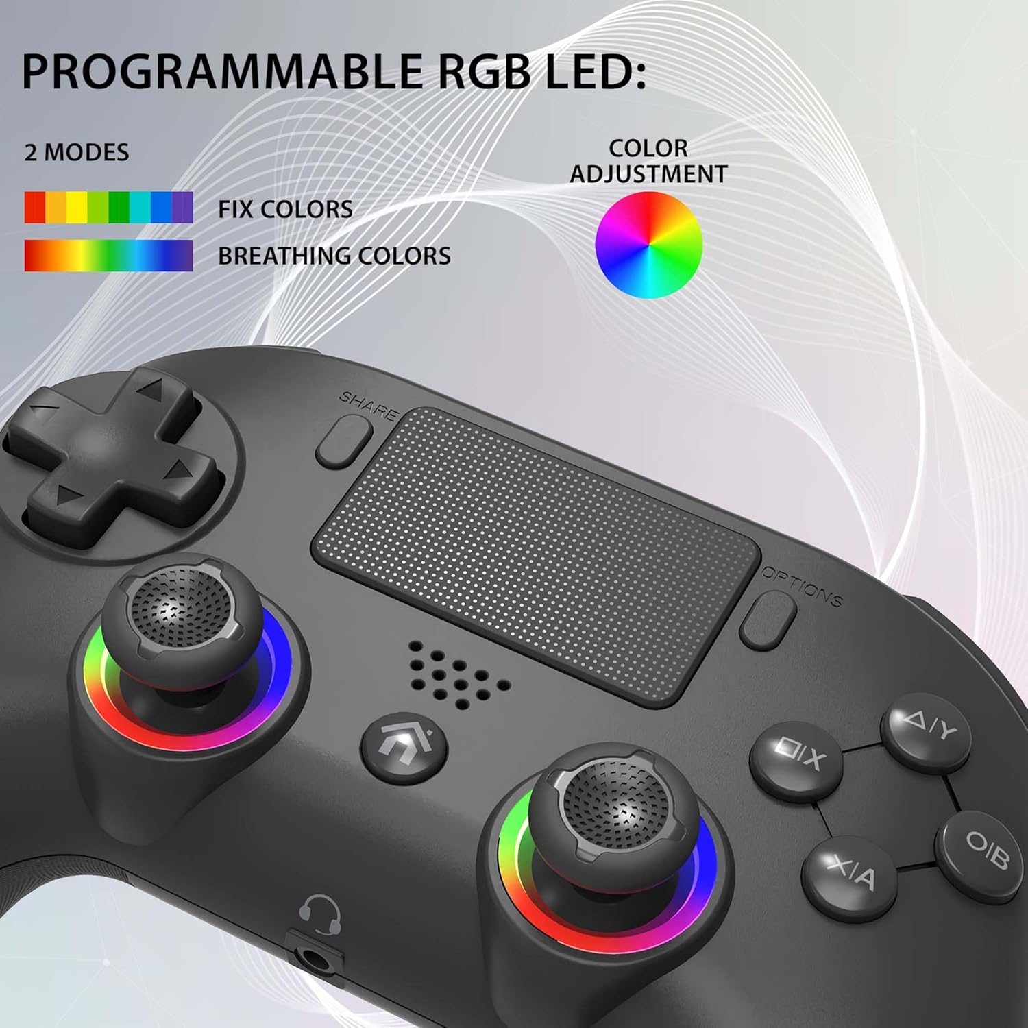 Thumbnail 1 de SUBSONIC Controller wireless Bluetooth per PS4 con vibrazione, LED e jack cuffie da 3,5 mm – Nero