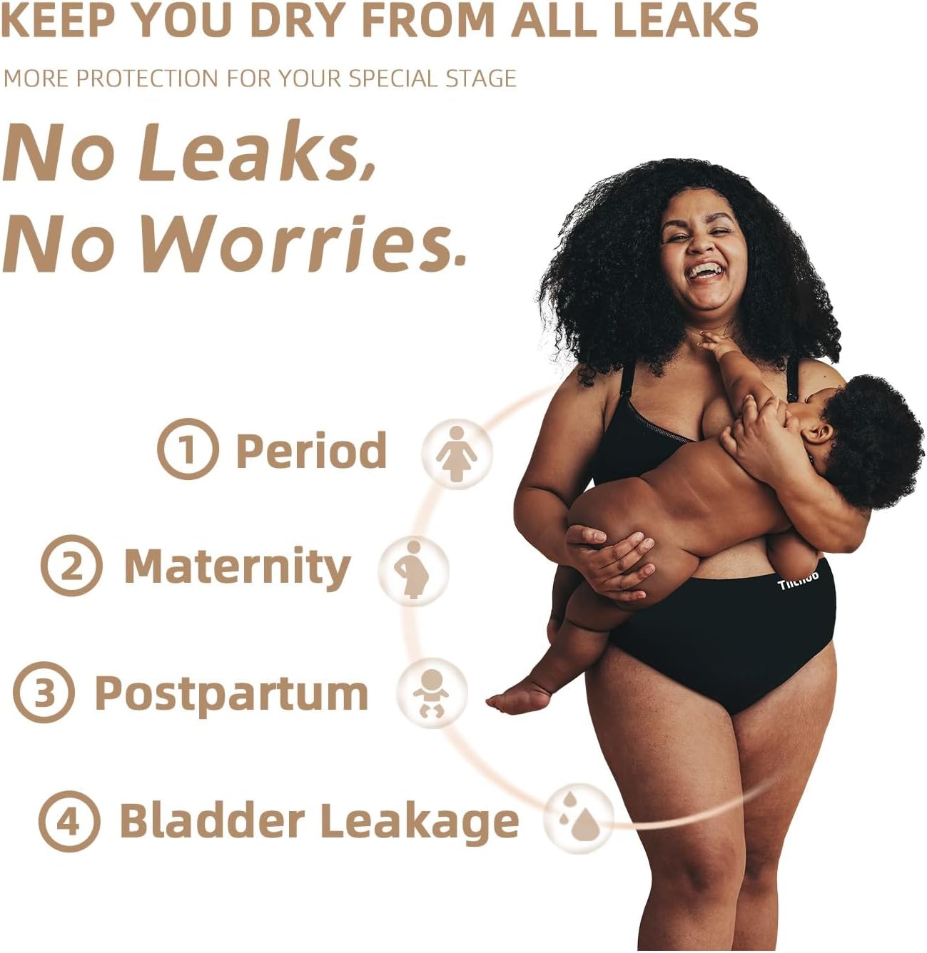 Thumbnail 4 de TIICHOO Culotte menstruelle taille haute flux très abondant (lot de 3) à protection anti-fuites