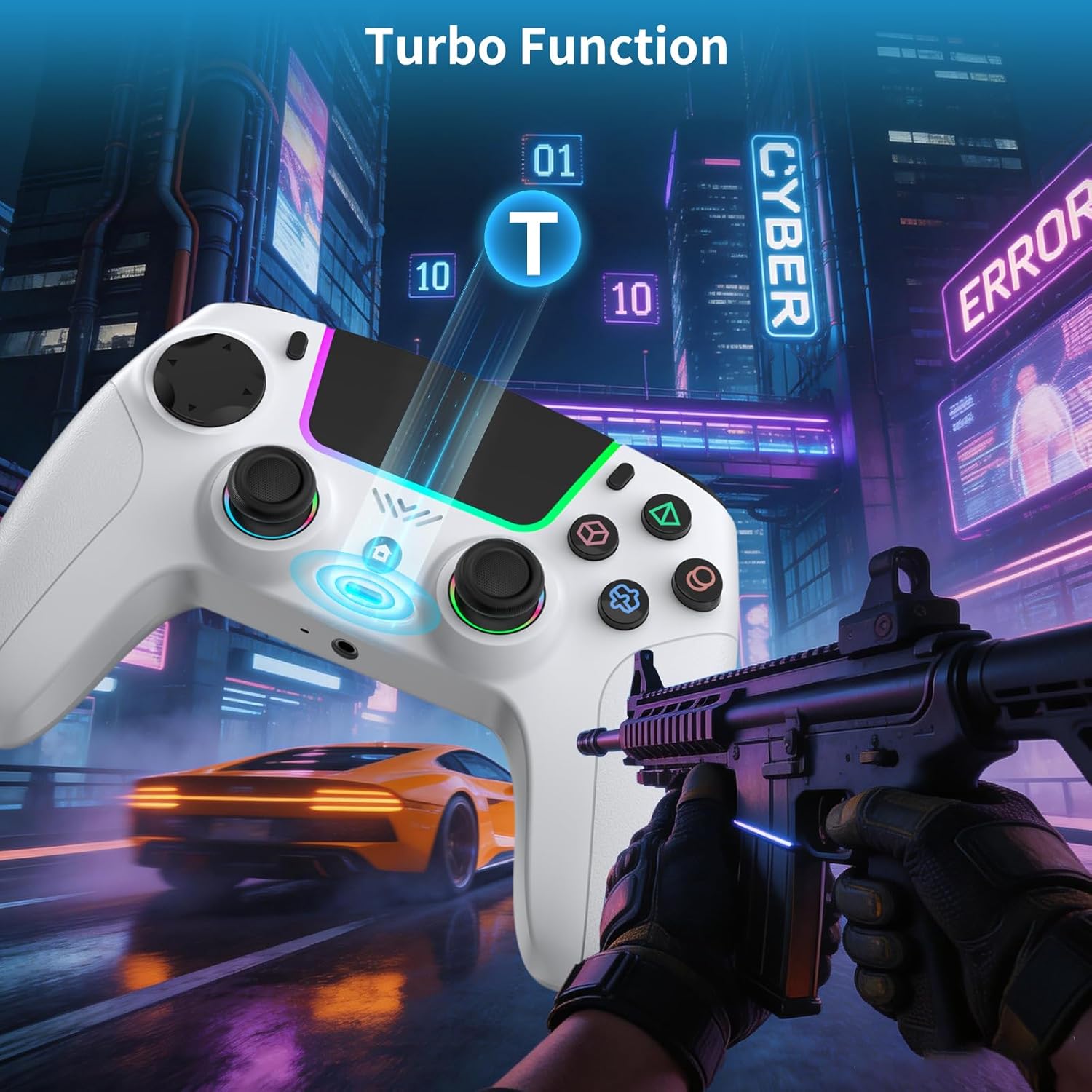 Thumbnail 2 de JORREP 2 Pack Wireless Controller for PS4: Dual Set with RGB, Turbo, and Programmable Buttons