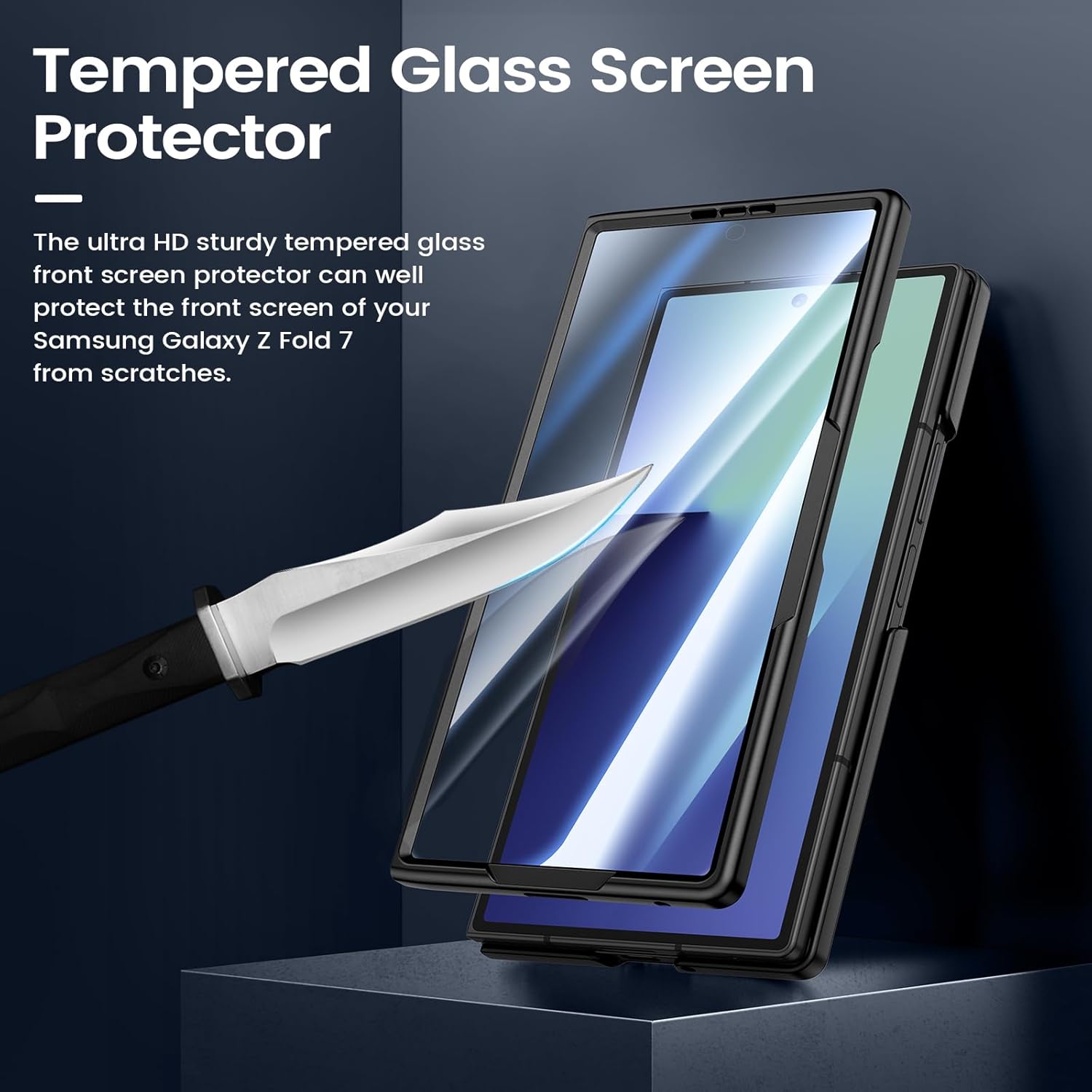 Thumbnail 3 de HWeggo for Samsung Galaxy Z Fold 7 Case (Magnetic Charging Compatible) with Built-in 9H Screen Protector, Ultra Slim Matte Black