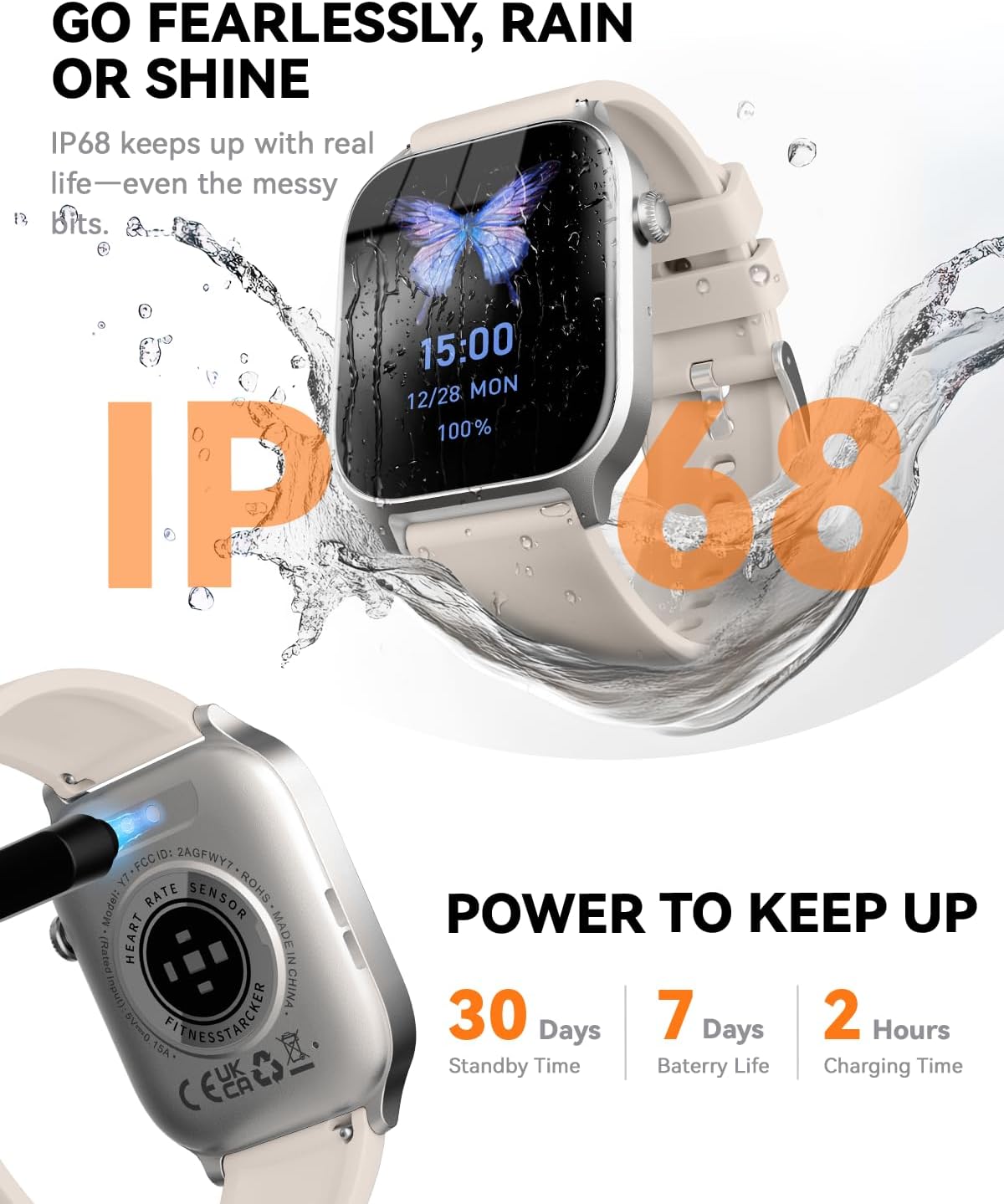 Detalle 2 de Smart Watch for Men & Women (2024) with Bluetooth Calling, IP68 Fitness Tracker – Silver, 1.83in