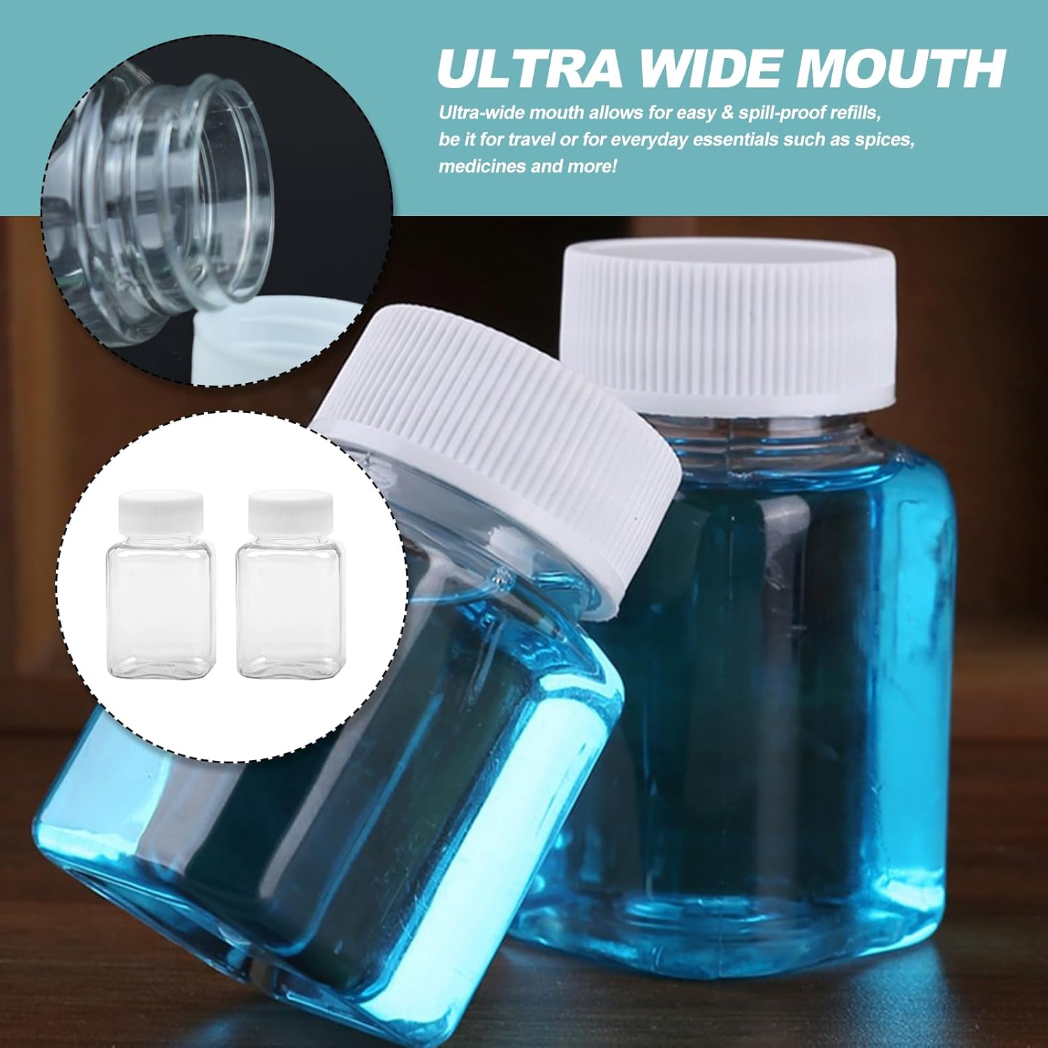 Thumbnail 4 de ReaJoys 100ml PET plastic juice bottles with lids (12-pack) – clear reusable drink containers