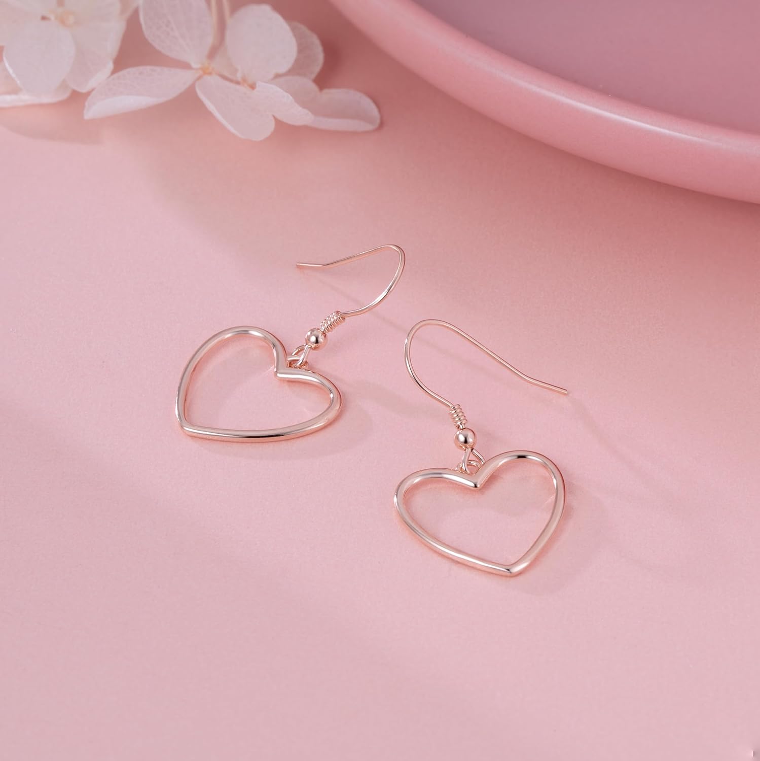 Detalle de SLUYNZ Solid 925 Sterling Silver Hollow Heart Drop Earrings