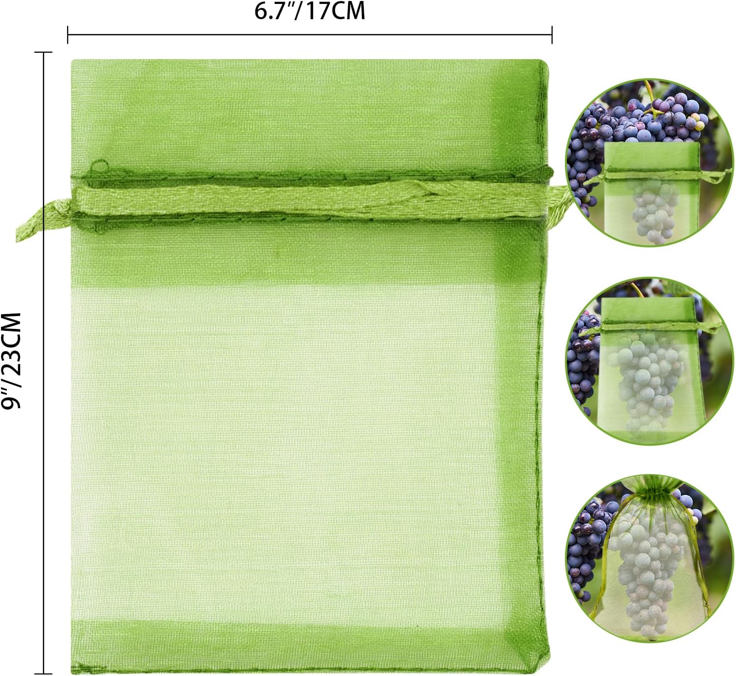 Thumbnail 1 de jijAcraft Organzasäckchen Groß Gras-Grün 17 × 23 cm, 50 Stück – Sammel-/Geschenkbeutel aus Organza mit Satin-Kordelzug