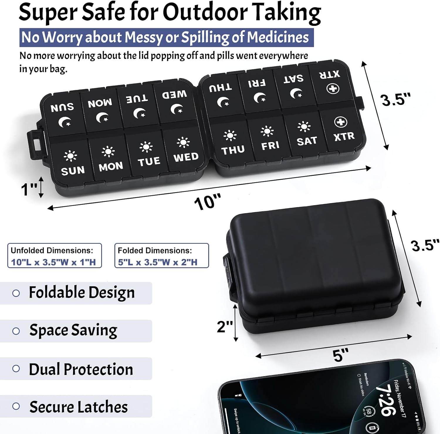 Detalle 2 de Foldable Weekly Pill Organizer 7-Day, 2x Daily ๐