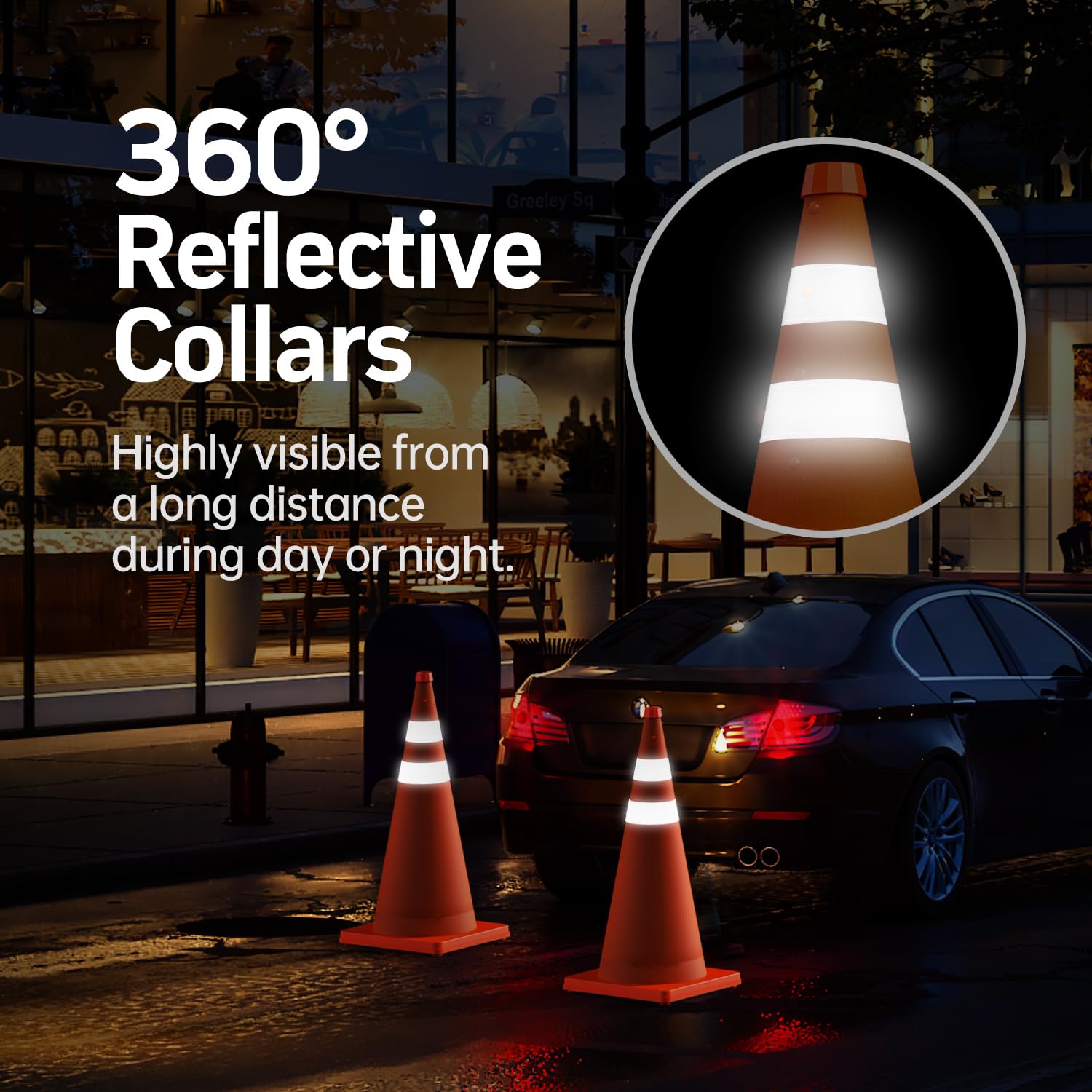 Thumbnail 1 de BATTIFE Collapsible Traffic Cones 28-Inch