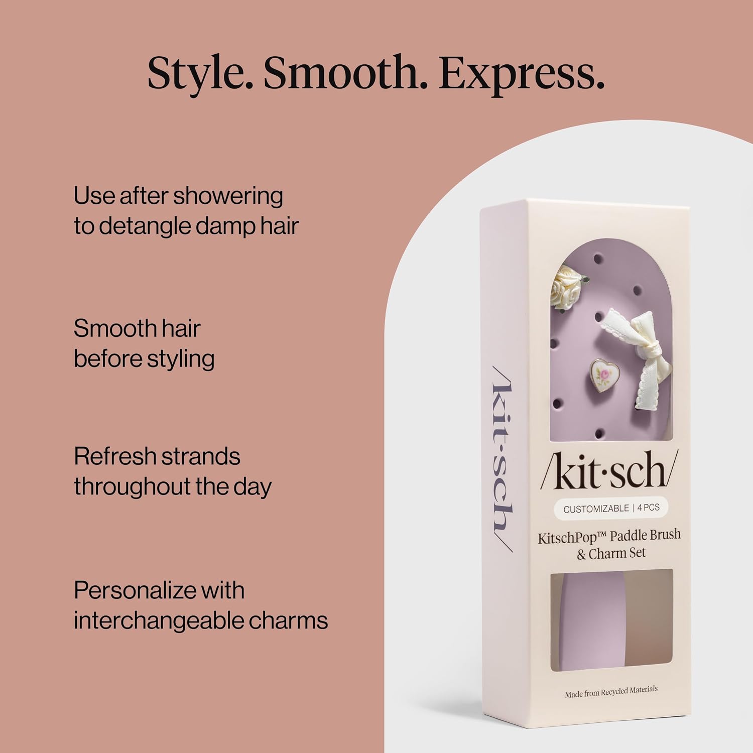 Thumbnail 6 de Kitsch KitschPop™ Paddle Brush, Soft Violet, Flexible Nylon Bristles