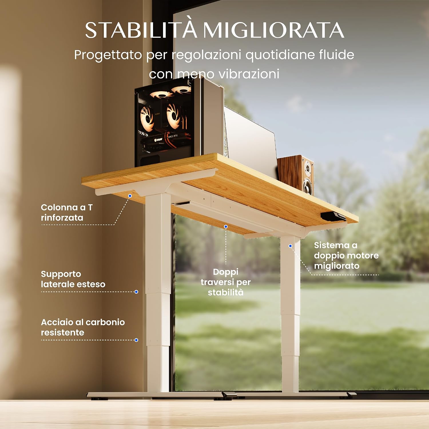 Detalle de FLEXISPOT Scrivania Regolabile in Altezza 180×80 cm con Doppio Motore e Porta USB