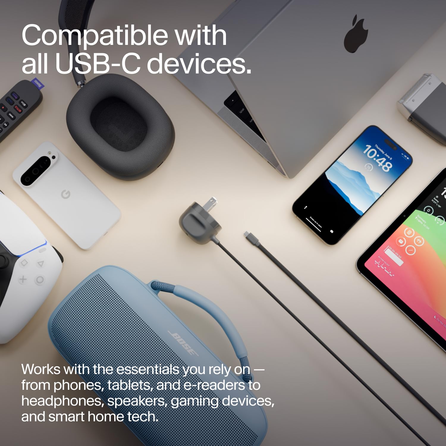 Detalle de Twelve South PowerCord All-in-One 30W USB-C Fast Charger with 4 ft Cable and Wall Adapter (Slate)