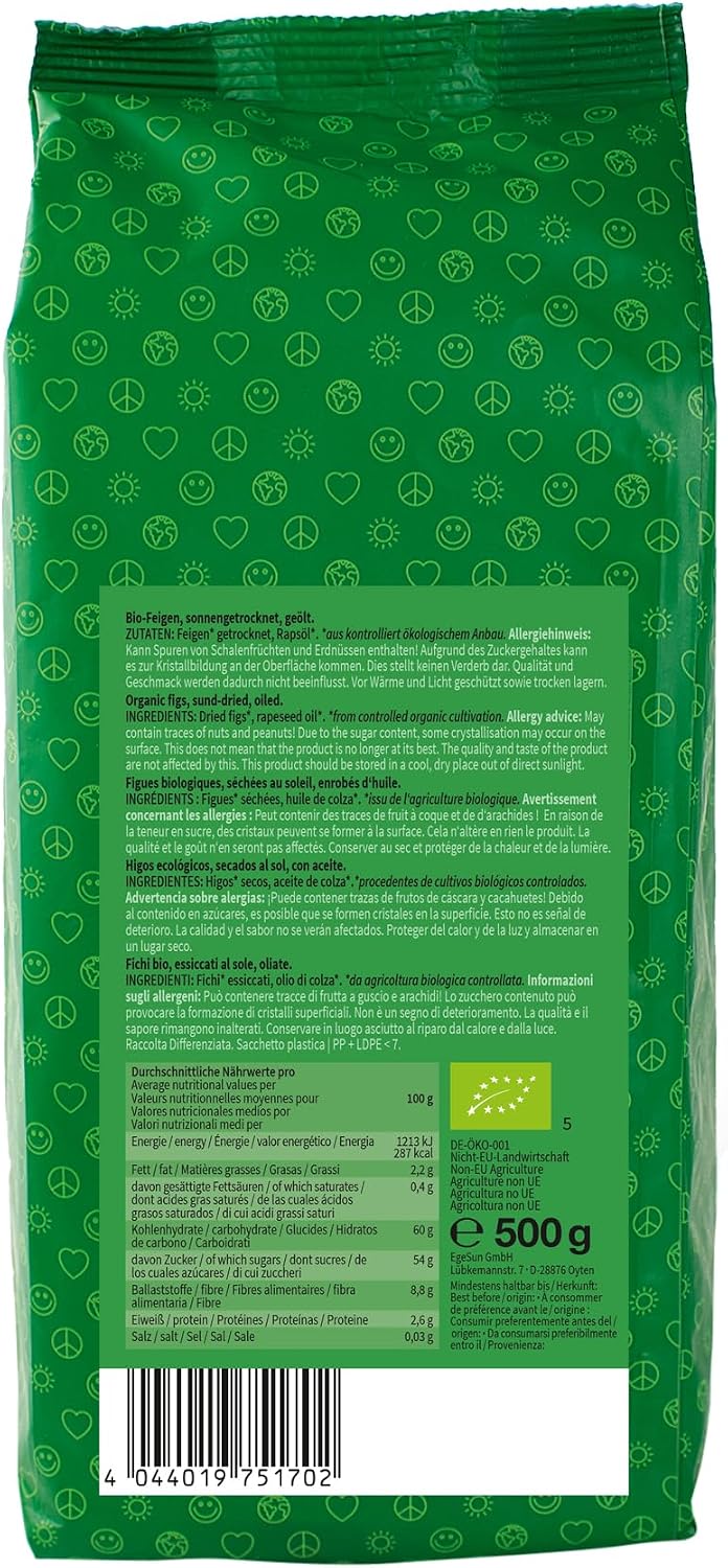 Detalle de Mundo Feliz 🌱 Higos ecológicos secos, 2 x 500 g