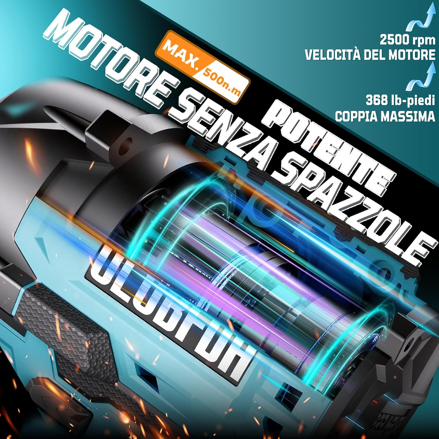 Detalle de Olubfdh Avvitatore a Impulsi Brushless 21V, 500 Nm, 3-in-1 con Batteria 4,0 Ah e Caricabatterie