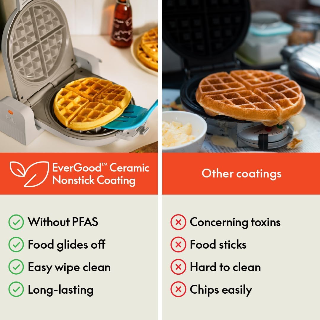 Thumbnail 5 de bella Fits-Anywhere Flip-n-Store Ceramic Belgian Waffle Maker, Oatmilk