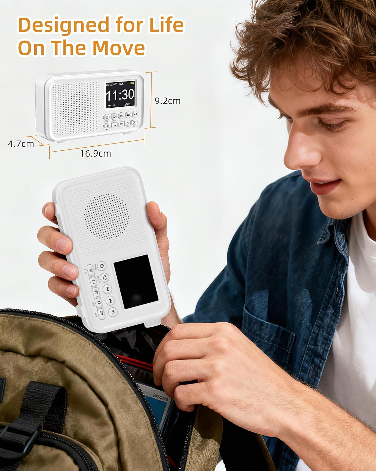 Detalle de Radio Portatile DAB/FM, Bluetooth, 3000 mAh, TF fino a 64 GB, Type-C, 8 W - doppia sveglia