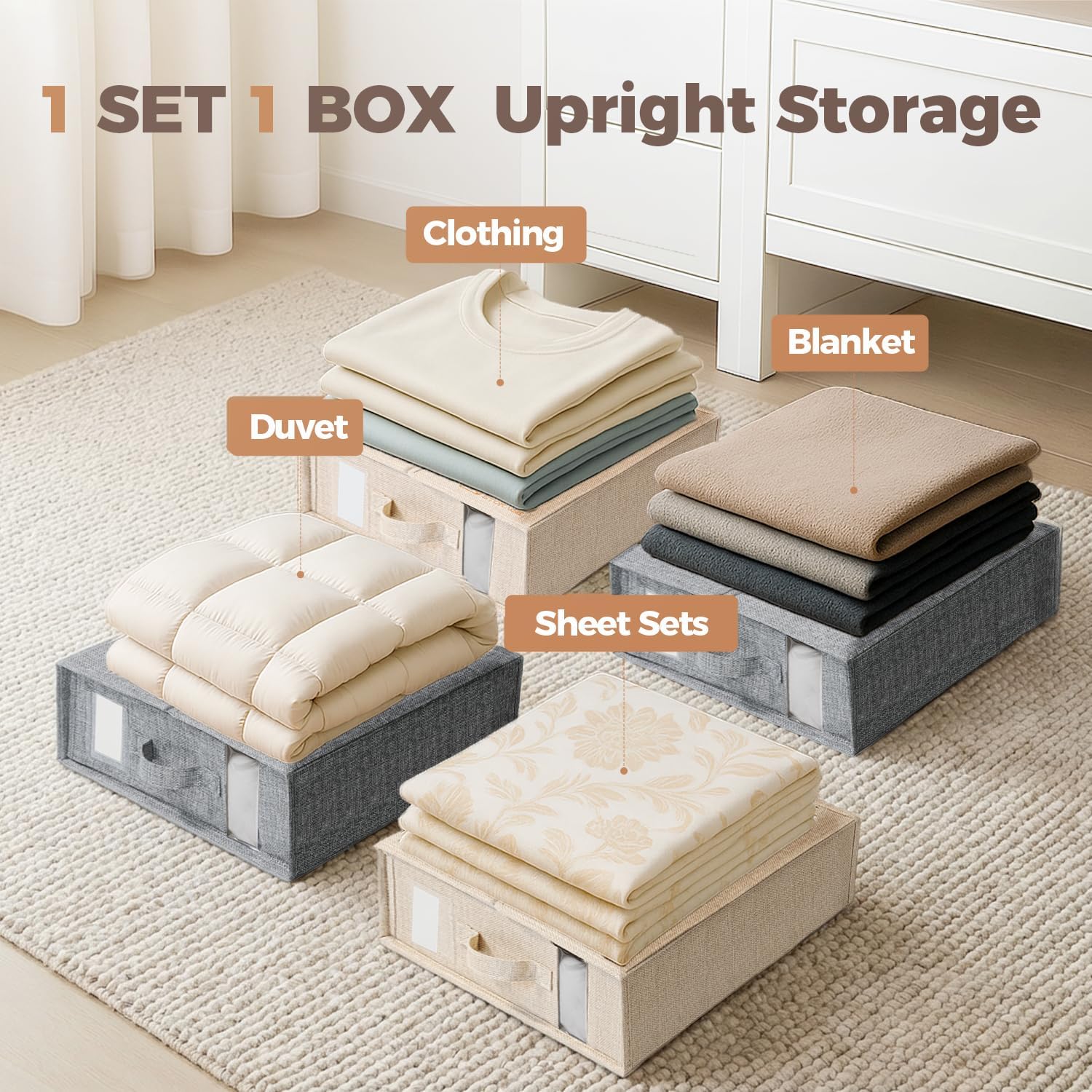 Thumbnail 5 de ZenStorage 6-Pack Sheet Organizers and Storage – King/Queen Size with Window, Foldable & Dustproof (Grey)