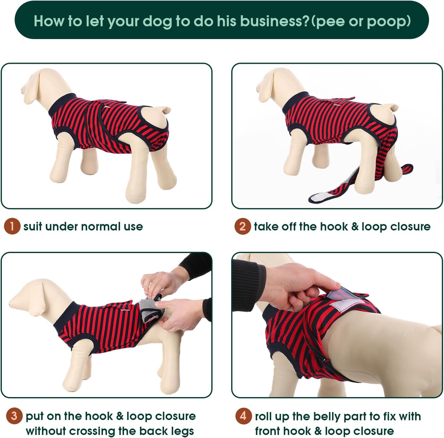 Thumbnail 3 de Kuoser Dog Surgery Recovery Suit (Red, M): Post-Op Comfort & Licking Prevention