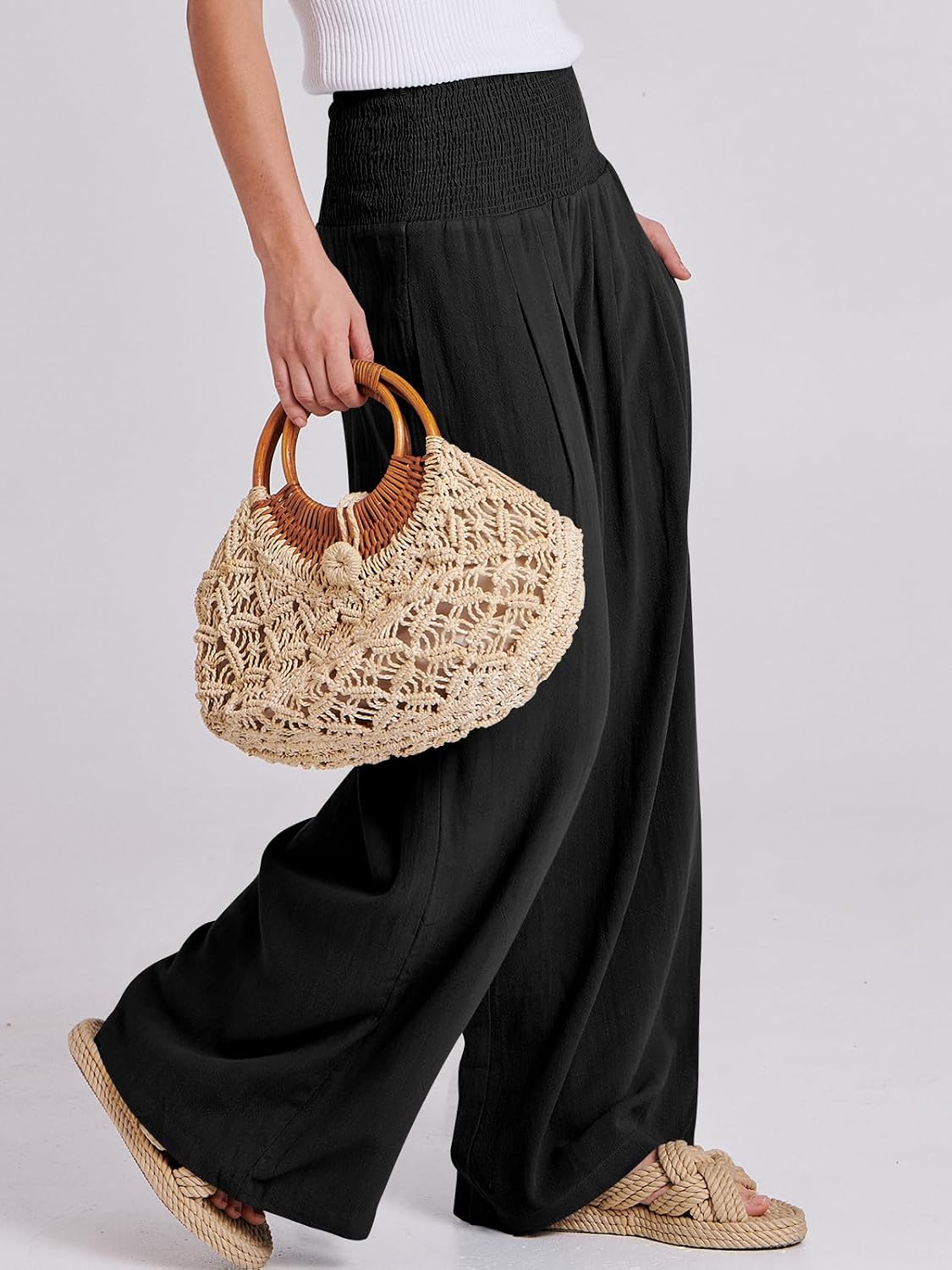 Thumbnail 4 de ANRABESS Linen Palazzo Pants High Waist S–XXL