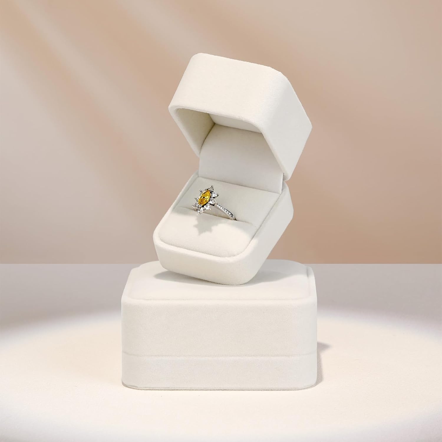 Thumbnail 4 de Oirlv Blanc Velours Boite à Bijoux – Coffret bague élégant 6x5x4 cm