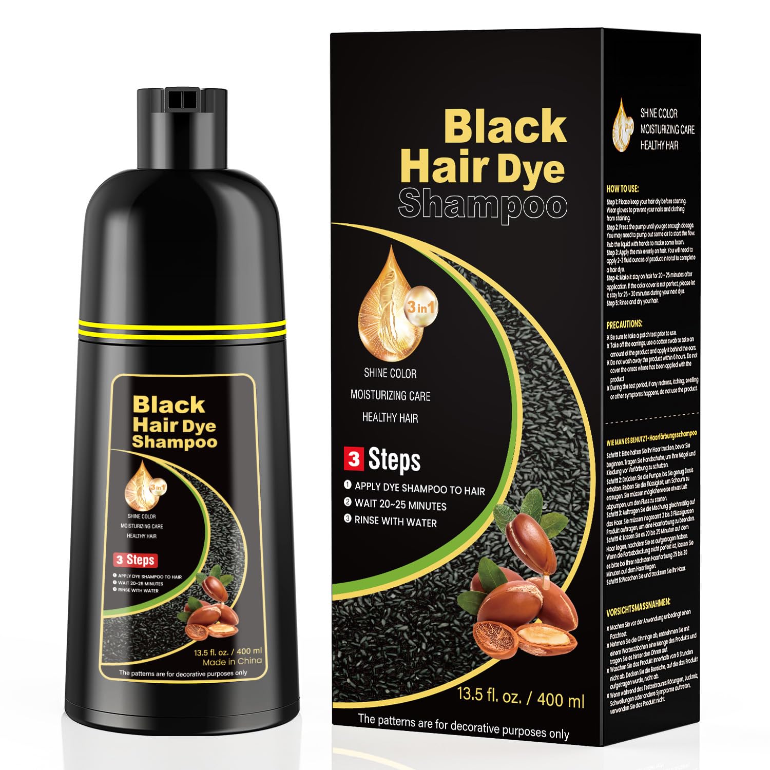Detalle de KAISASA Black Hair Dye Shampoo 16.9 fl.oz