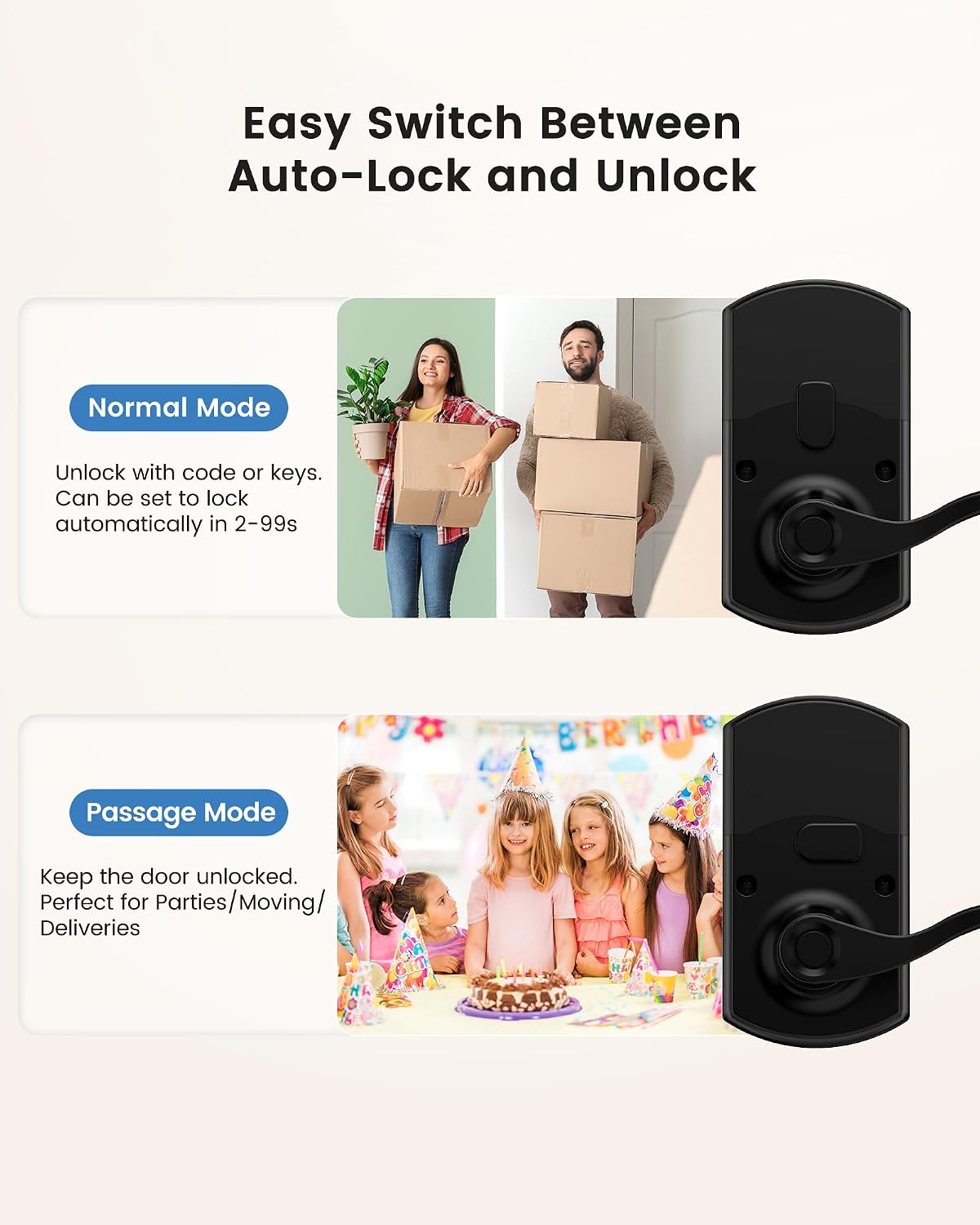 Thumbnail 2 de HIDALIFE HL-300L Keypad Door Lock, 2-Pack with Handle and Anti-Peep Codes