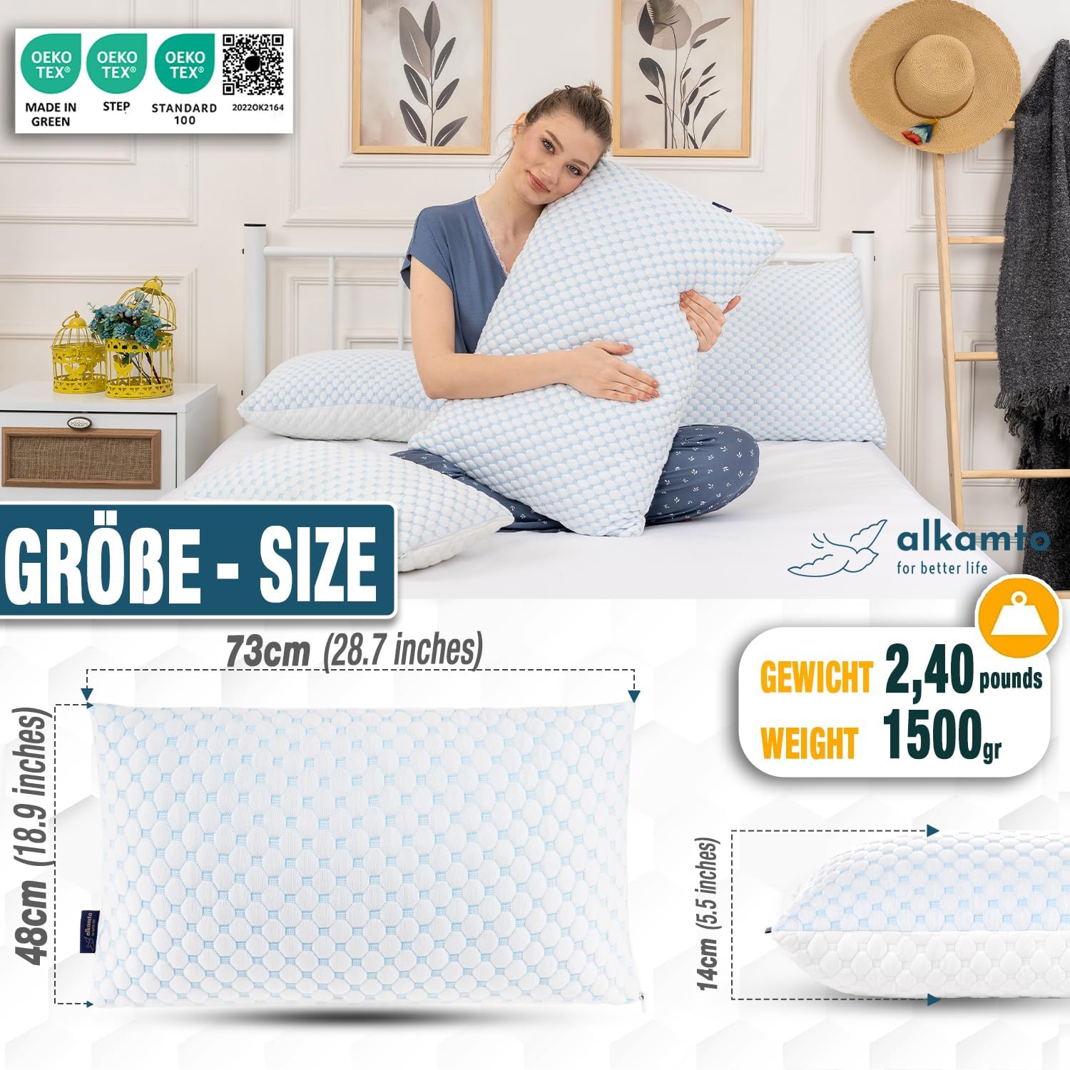 Detalle de Alkamto Adjustable Gel Pillow 73 x 48 cm