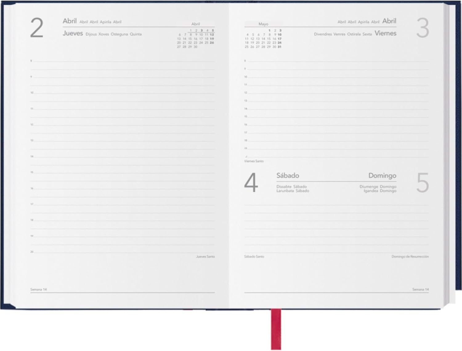 Thumbnail 1 de Dohe Agenda 2026 Jour par Page – Format A5 (14x20 cm), Couverture rigide, Notation en Espagnol