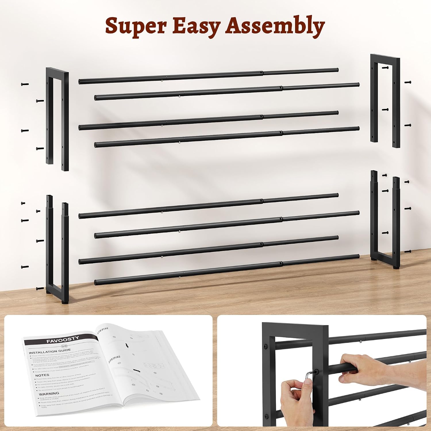 Thumbnail 6 de FAVOOSTY Expandable Shoe Rack, 4-Tier