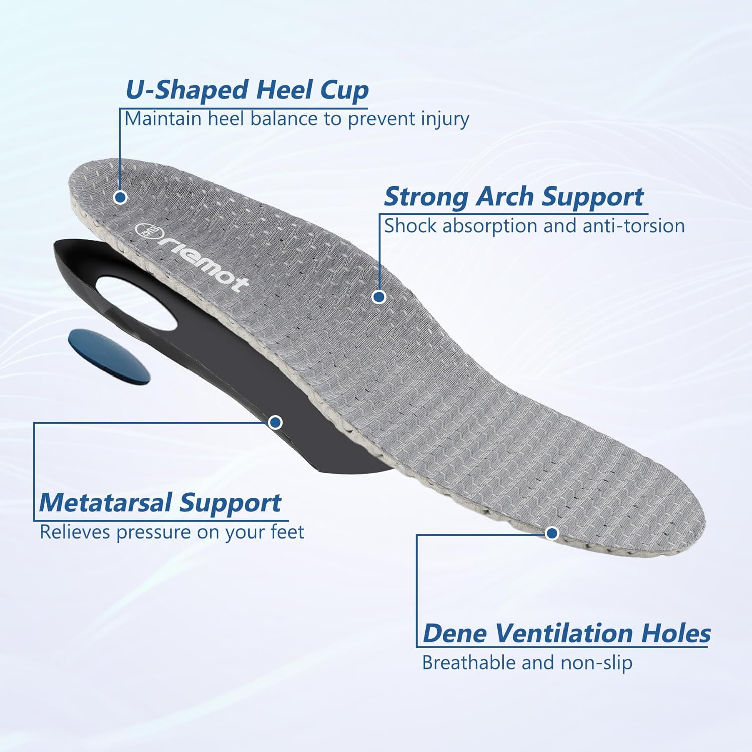 Thumbnail 3 de riemot arch support shoe inserts for men & women – orthotic insoles for plantar fasciitis and flat feet (cut-to-fit)
