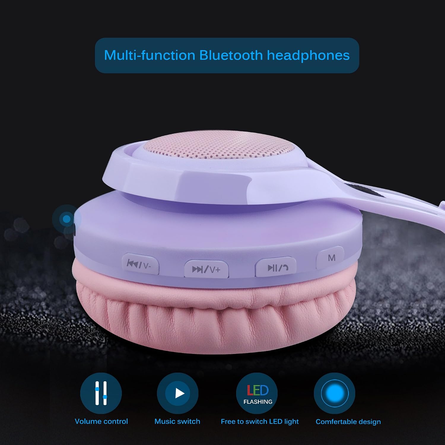 Detalle de Riwbox WT-7S Kids Bluetooth headphones, foldable