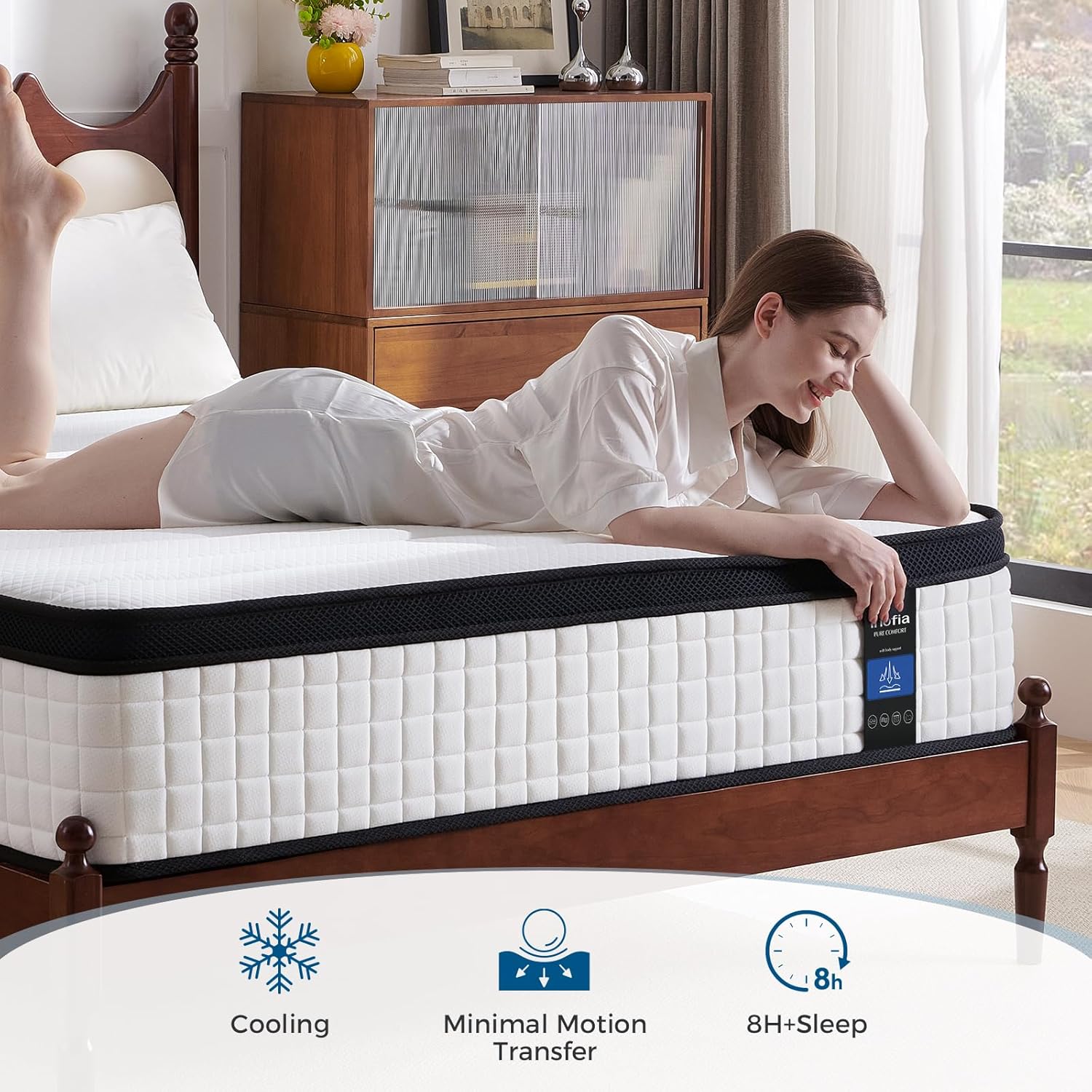 Thumbnail 4 de Inofia Small Double 12 Inch Hybrid Mattress (135×190×30cm) with Aeroshield Memory Foam and Pocket Springs