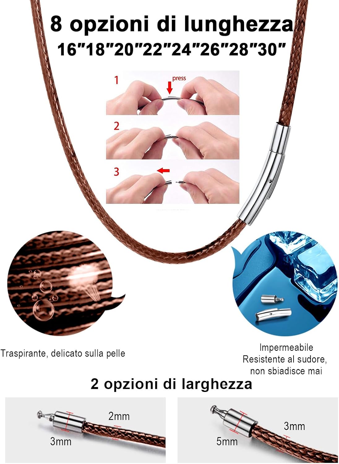 Thumbnail 3 de FaithHeart Collana Caucciu 2/3 mm