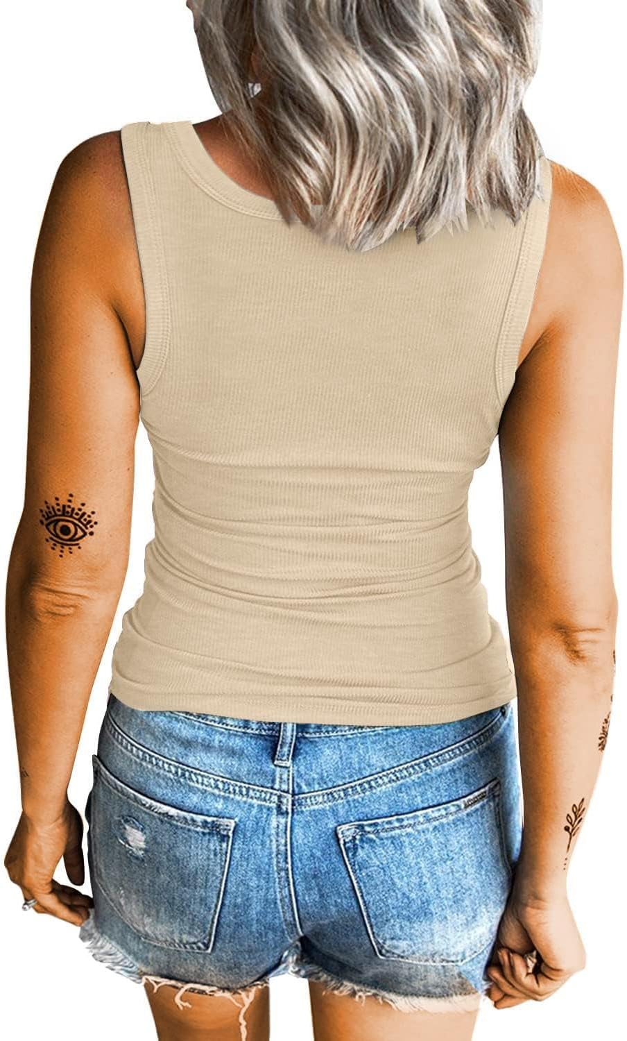 Thumbnail 1 de Haslike Débardeur d’été côtelé sans manches pour femme, style décontracté