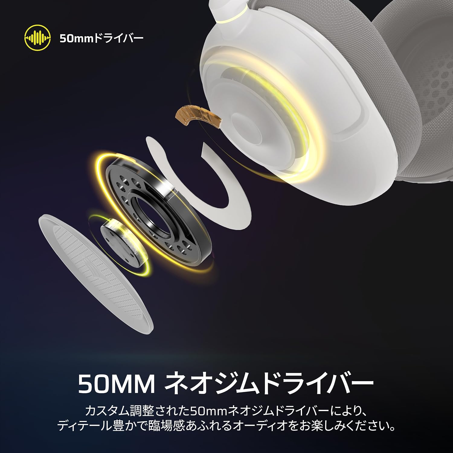 Detalle 2 de CORSAIR HS35 v3 CA-9011402-WW ワイヤレスゲーミングヘッドセット ホワイト、3モード接続・50mmドライバー