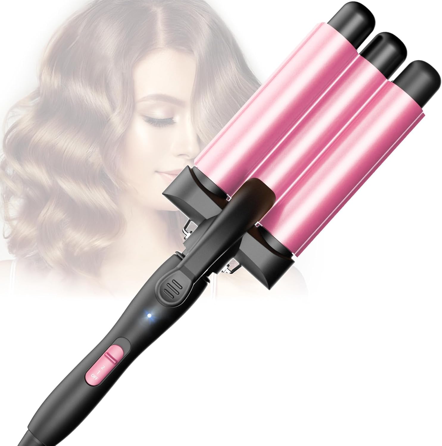 Detalle de Fer à friser Beach Waves à 3 barils – ondulé rapide pour cheveux longs et courts