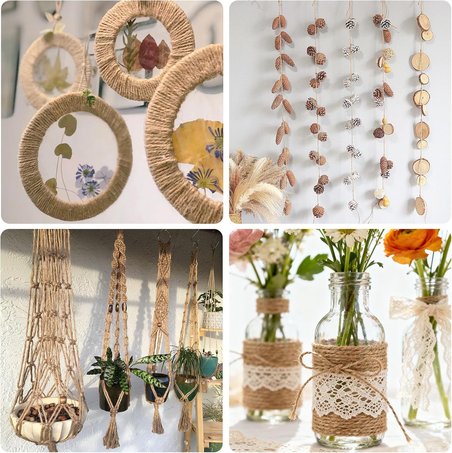 Thumbnail 3 de jijAcraft 2 mm Dünn Juteschnur – Natürliche 100 m für DIY, Geschenkverpackung und Garten