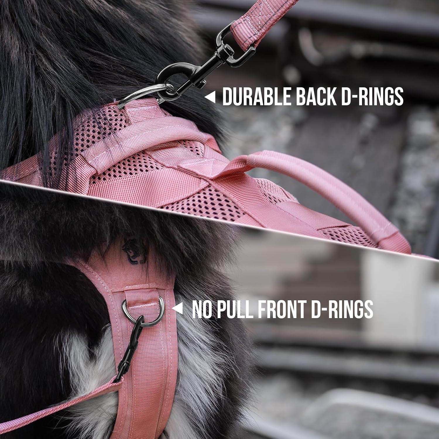 Detalle 2 de OneTigris AIRE Mesh Tactical Dog Harness – breathable no-pull service dog vest with handle & MOLLE